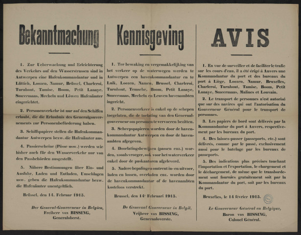 Zur Ueberwachung und Erleichterung des Verkehrs auf den Wasserstrassen = Ter bewaking en vergemakkelijking van het verkeer op de waterwegen = En vue de surveiller et de faciliter le trafic sur les cours d'eau