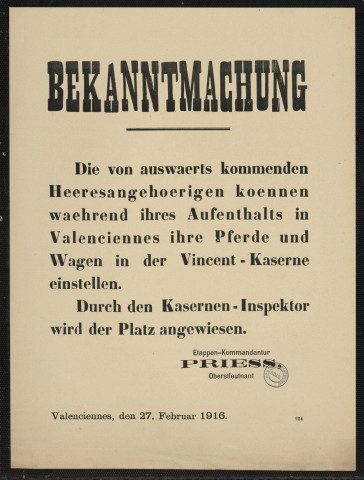 Die von auswaerts kommenden Heeresangehoerigen koennen... einstellen