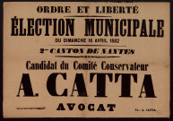Élection Municipale 2me Canton de Nantes : Candidat du Comité Conservateur A. Catta