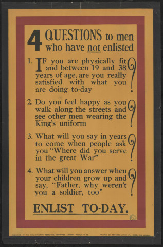 4 questions to men who have not enlisted &amp; Enlist to-day
