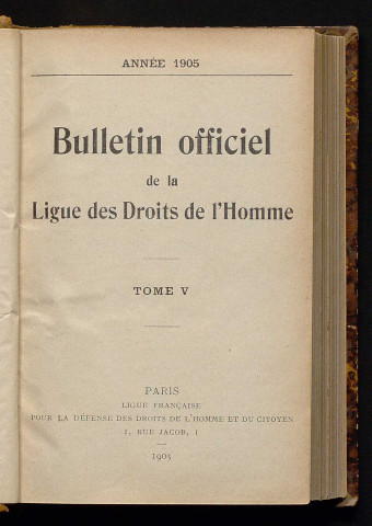 Janvier 1905 - Bulletin officiel de la Ligue des Droits de l'Homme