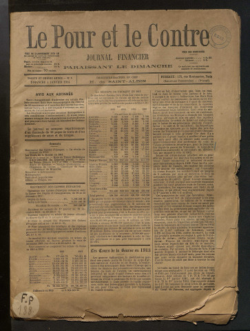 Le Pour et le Contre - Année 1914 - Numéros 1 à 19S
