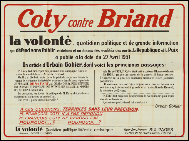Coty contre Briand