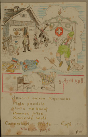 (Menu d'anniversaire), 9 April 1918