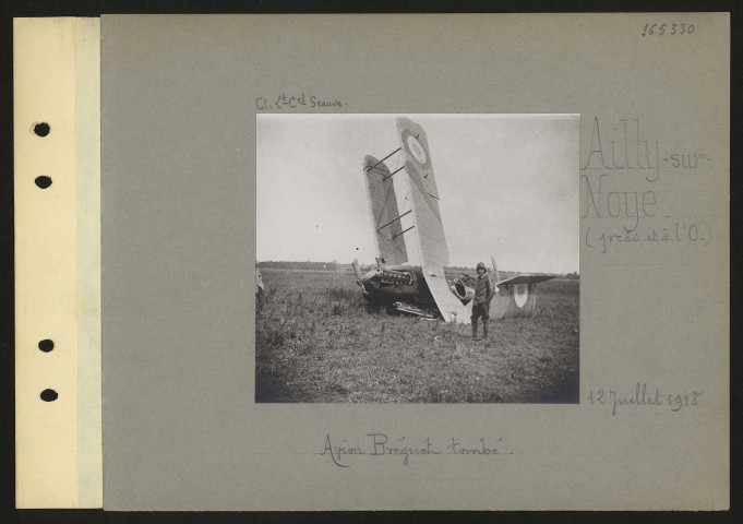 Ailly-sur-Noye (près et à l'ouest). Avion Bréguet tombé