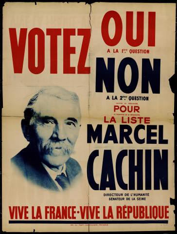 Votez Oui à la 1ère question, Non à la 2ème question... Pour la liste Marcel Cachin