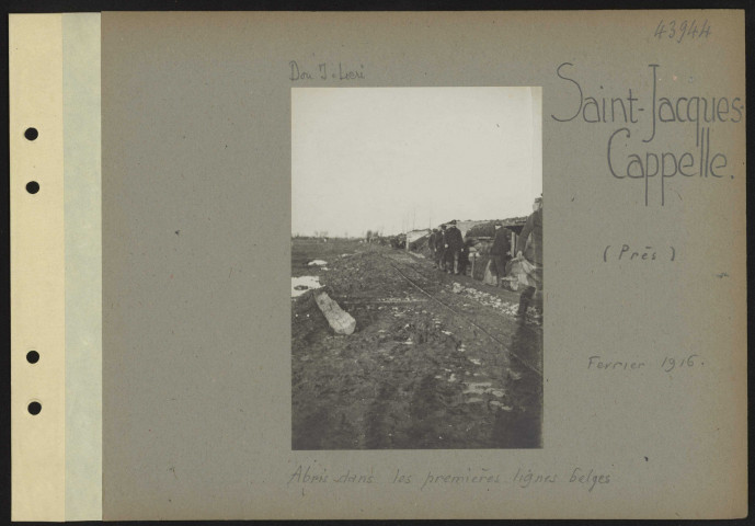 Saint-Jacques Cappelle (près). Abri dans les premières lignes belges