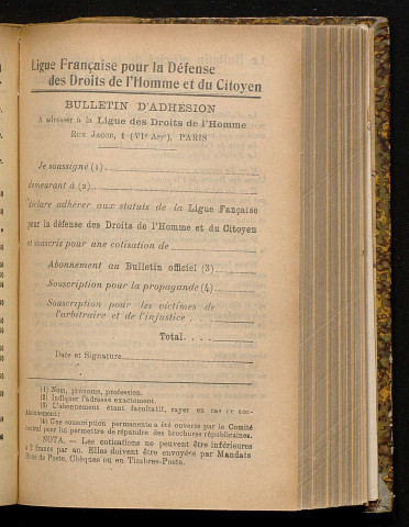 Novembre 1904 - Bulletin officiel de la Ligue des Droits de l'Homme