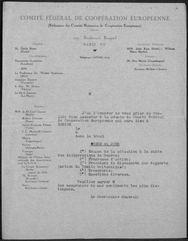 Coopération européenne, 1927-1937