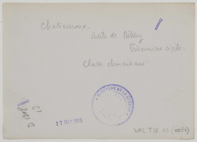 Châteauroux. Asile de Bitray. Prisonniers civils. Classe élémentaire