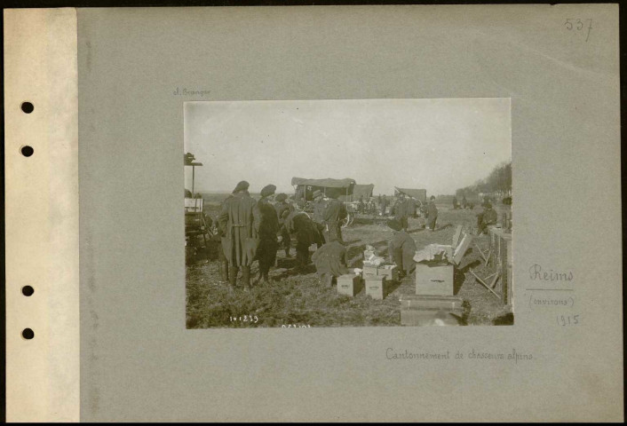 Reims (Environs). Cantonnement de chasseurs alpins