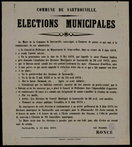 Les Elections du Conseil Municipal de Sartrouville Sont annulées