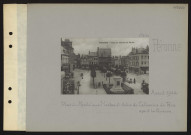 Péronne. Place du Marché-aux-Herbes et statue de Catherine de Poix avant la guerre