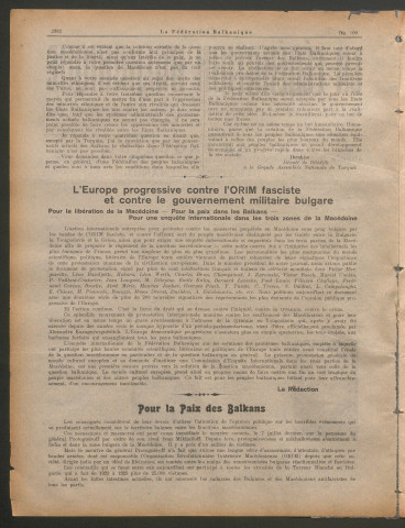 Février 1929 - La Fédération balkanique
