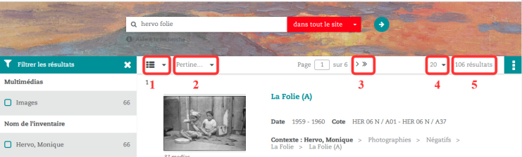 Modification de l'affichage des resultats