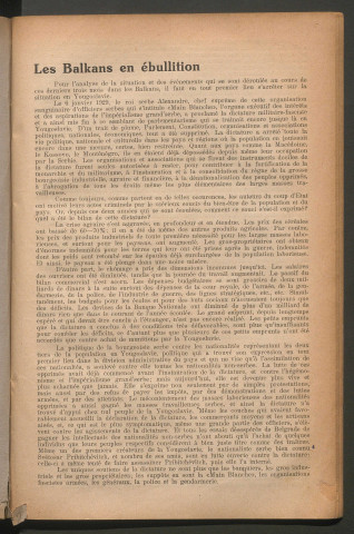 Février 1931 - La Fédération balkanique