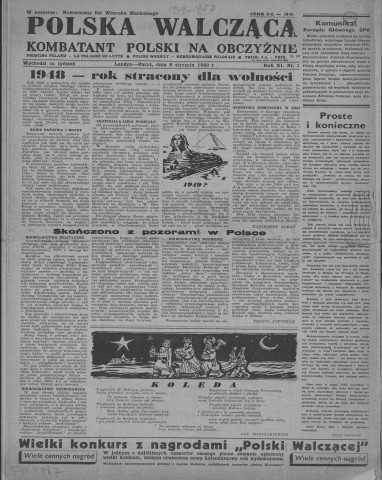 Polska Walczaca (1949 ; n°1-16)  Sous-Titre : Kombatant Polski na obczyznie  Autre titre : Fighting Poland - la Pologne en lutte - Polish weekly - hebdomadaire polonais