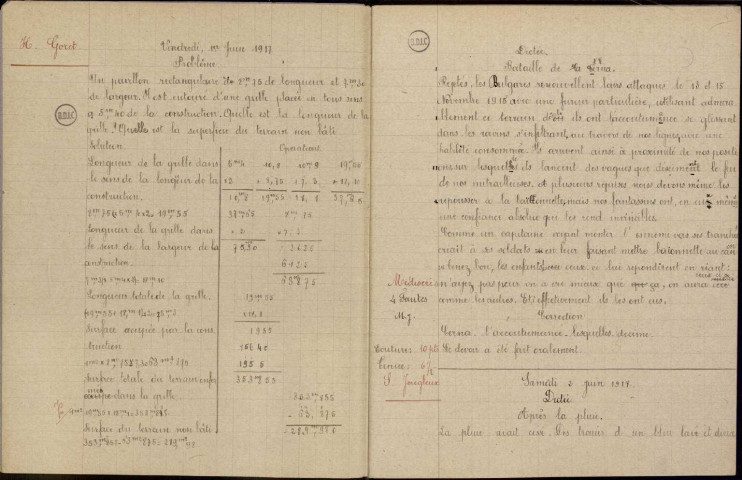 Montdidier (80) : Carnets de notes obtenues par Mademoiselle Angèle Carlier : 1914-15, 1915-16, 1916-17