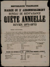 Bureau de bienfaisance : Quête annuelle Hiver 1871-1872
