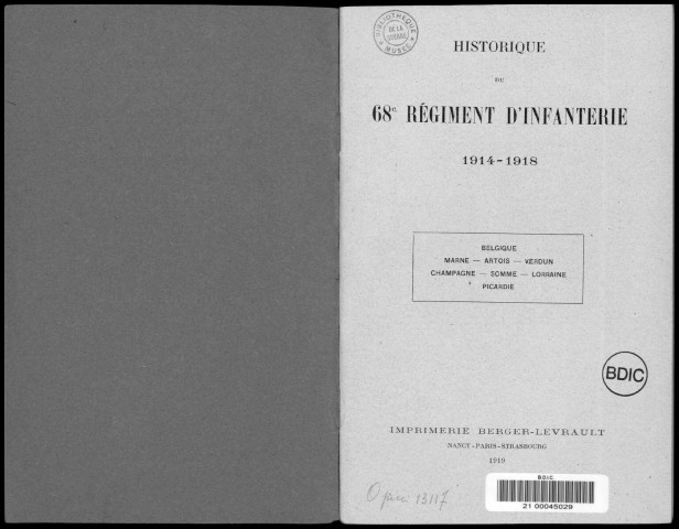 Historique du 68ème régiment d'infanterie