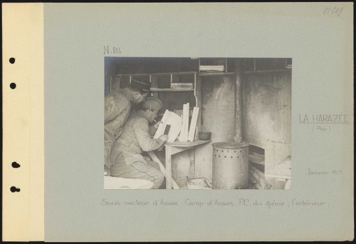 La Harazée (près). Sous-secteur d'Assas. Camp d'Assas. Poste de commandement du génie ; l'intérieur