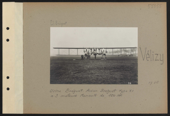 Vélizy. Usine Bréguet. Avion Bréguet type XI à trois moteurs Renault de 250 HP