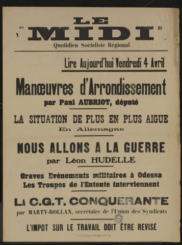 Le Midi. Lire aujourd'hui vendredi 4 avril