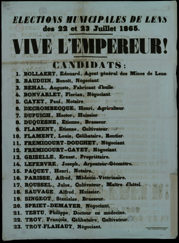 Elections municipales de Lens : vive l'empereur ! Candidats…