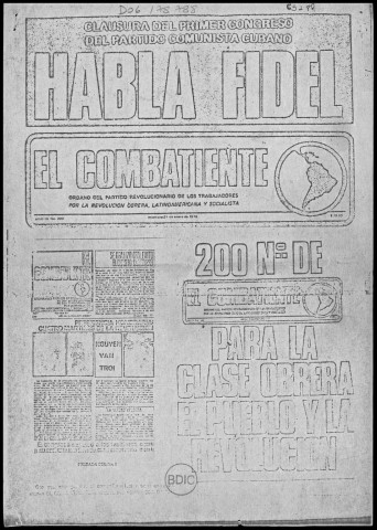 El Combatiente n°200, 21 de enero de 1976. Sous-Titre : Organo del Partido Revolucionario de los Trabajadores por la revolución obrera latinoamericana y socialista