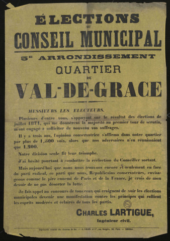 Élections au Conseil Municipal Quartier du Val-de-Grâce : Charles Lartigue