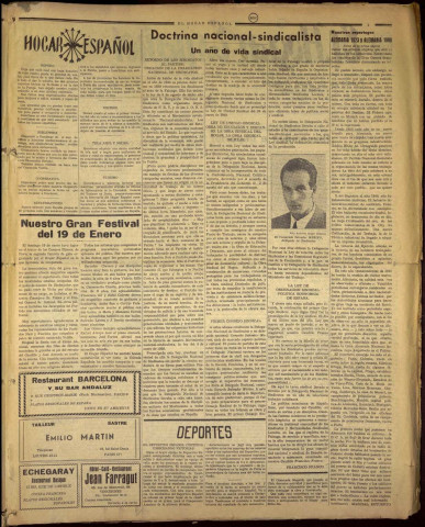 El Hogar español (1941 : n° 1-47). Sous-Titre : boletín semanal de información por la patria, el país y la justicia
