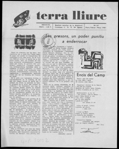 Terra Lliure (1981 : n° 67-71). Sous-Titre : Butlletí de la Regional Catalana C.N.T [puis] Butlletí interior de l'Agrupació Catalana C.N.T. (Exterior)