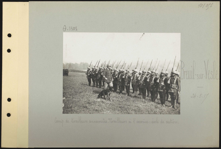 Breuil-sur-Vesle. Camp de tirailleurs annamites. Tirailleurs à l'exercice : école de section