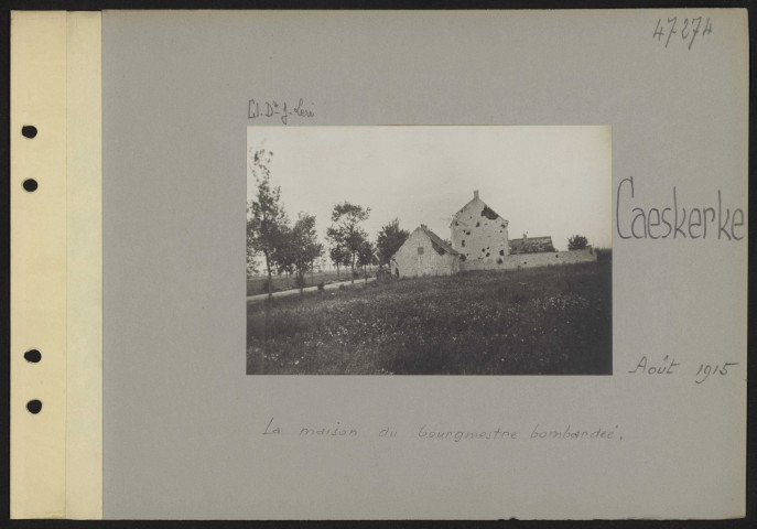 Caeskerke. La maison du bourgmestre bombardée