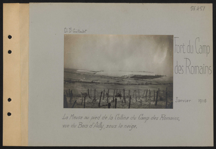 Fort du Camp des Romains. La Meuse au pied de la colline du Camp des Romains vue du Bois d'Ailly, sous la neige