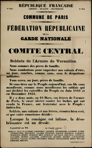 N°394. Soldats de l'armée de Versailles, nous sommes des pères de famille