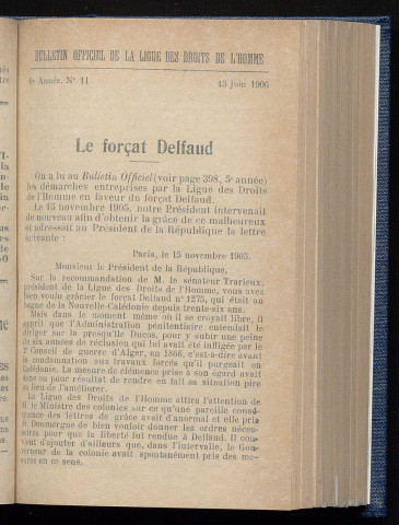 Juin 1906 - Bulletin officiel de la Ligue des Droits de l'Homme