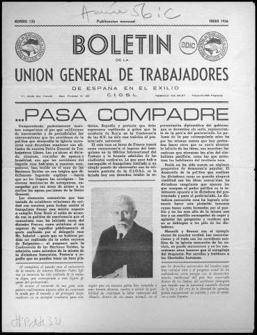 Boletín de la Unión general de trabajadores de España en exilio (1956 ; n° 135-146). Autre titre : Suite de : Boletín de la Unión general de trabajadores de España en Francia y su imperio