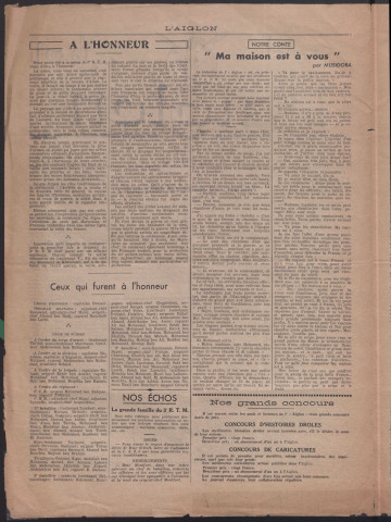 L'Aiglon. Journal humoristico-serieux du 3e R.T.M.; Seul hebdomadaire paraissant tous les quinze jours