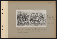 Paris. Le Salon des armées au Jeu de Paume. Le régiment en marche, par Maurice Taquoy (dessin)