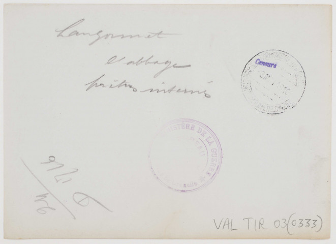 Langonnet. L'abbaye. Prêtres internés