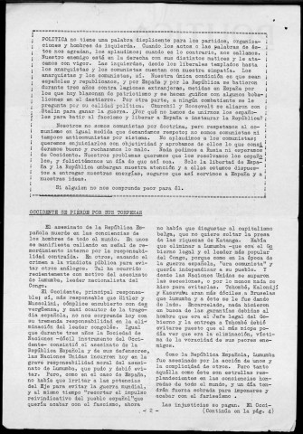 Política (1961). Sous-Titre : boletín de información interna de Izquierda republicana [puis] boletín de Izquierda republicana en Francia
