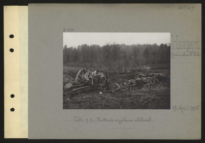 Hangard (près et au nord-ouest de). Cote 99 : batterie anglaise détruite