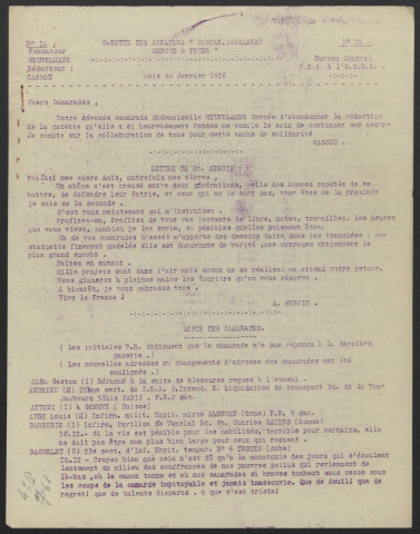 Gazette des ateliers Coutan, Injalbert, Mercié, et Peter - Année 1916 fascicule 10-21.