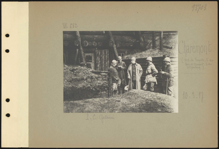 Charémont (nord-ouest de Trapelle, est du Bois d'Ormont, sud du Spitzenberg). Poste de commandement Gallieni