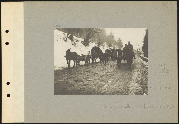 Le Collet. Convoi de ravitaillement sur la route de la Schlucht
