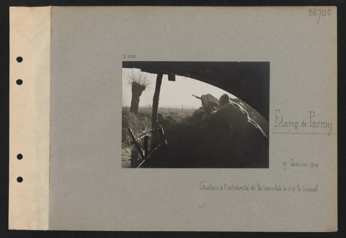 Étang de Parroy. Guetteur à l'extrémité de la tranchée 4 dite du tunnel