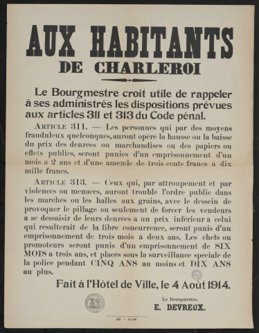 Les personnes qui par des moyens frauduleux quleconques, auront opéré la hausse ou la baisse du prix des denrées...amp; seront punies