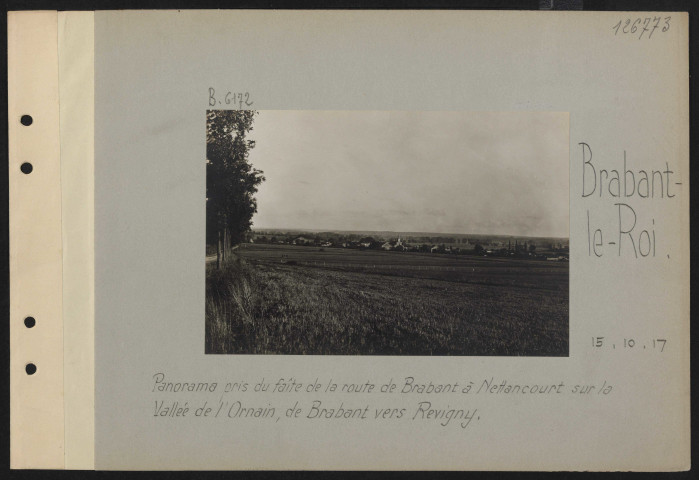 Brabant-le-Roi. Panorama pris du faîte de la route de Brabant à Nettancourt sur la vallée de l'Ornain, de Brabant vers Revigny