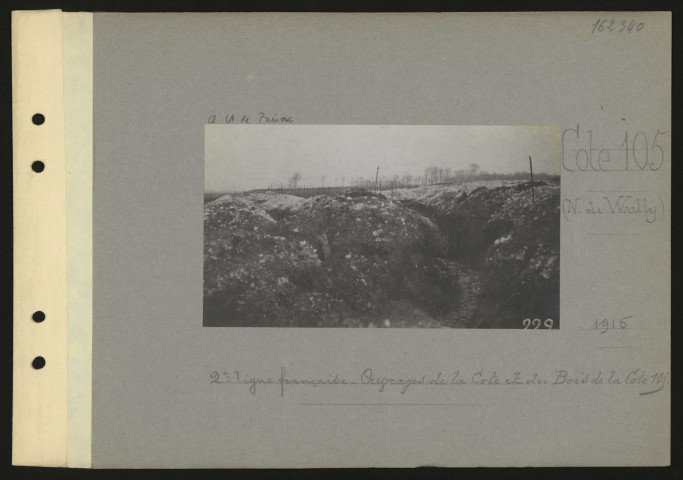 Cote 105 (nord de Wailly). Deuxième ligne française. Ouvrages de la cote et bois de la Cote 105